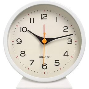 4.5" Vintage Retro Analog Alarm Clock Battery Operated Small Mantel Clock, Silent Bedside Table Clock with Night Light for Bedroom, Office, Desk, Living Room, Gift Clock