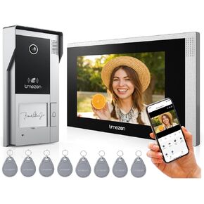 TMEZON WiFi Video Intercom System Doorbell with Camera and 7 Inch Monitor IP Wired Video Door Phone 1080P Wired Night Vision,No Monthly Fees, Support Remote Unlock Door Release,Snapshot, Tuya