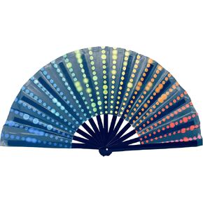 FANSOF.FANS Large Rave Folding Handheld Chinese/Japanese Fan Women Girls Rave Accessories for Music Festivals Burlesque Pride Outfits Clack Fan (Leopard Skin)