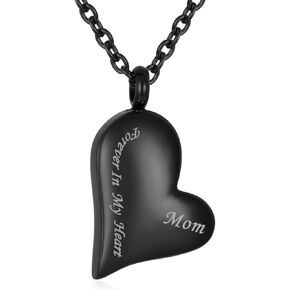 Heart Cremation Urn Necklaces for Ashes 'Forever in My Heart' Engraved Dad Mom Grandpa Grandma Keepsake Jewelry for Ashes Holder Human Ashes Locket Memorial Urn Pendant Necklace