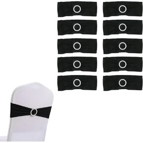 MY MIRONEY 10PCS Champagne Spandex Stretch Chair Sashes Universal Stretch Chair Cover Band Elastic Chair Bow Tie with Buckle Slider for Wedding Banquet Party Home and Hotel Decoration