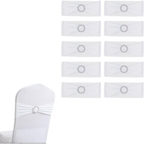 MY MIRONEY 10PCS Champagne Spandex Stretch Chair Sashes Universal Stretch Chair Cover Band Elastic Chair Bow Tie with Buckle Slider for Wedding Banquet Party Home and Hotel Decoration