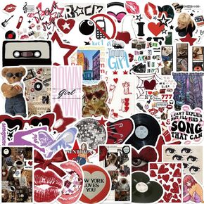 T-Xicalo Downtown Girl Y2k Stickers, 50 Pcs Downtown Red Stickers Aesthetic for Laptop, Water Bottle, Bumper, Luggage, Skateboard - Downtown Girl Stickers Gifts for Kids, Teens, Adults, Y2kGirl-50 in Saudi Arabia