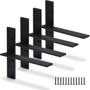 Floating Shelf Bracket 3/8" Thick Heavy Duty Shelf Brackets 2 Pack Free Hanging Countertop Support Bracket 8"Lx2.5"W Floating Wall Brackets for Cabinets, Granite, Dishwasher, Bench Seats Vanities