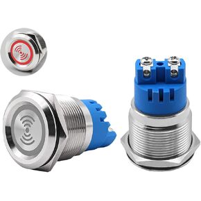 2PCS DC24V 22mm 110dB Metal Buzzer Sounder Waterproof IP67 Intermittent Electronic Buzzer Alarm with Red Flash Indicator