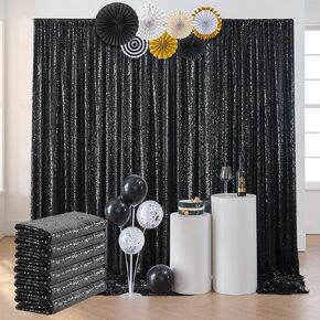 leegleri Silver Sequin Backdrop Curtain, 6 Panels 4FTx10FT Wrinkle Free Photo Backdrop Drapes for Wedding Birthday Party Stage Background Drapes
