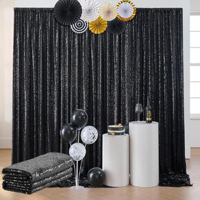 leegleri Silver Sequin Backdrop Curtain, 6 Panels 4FTx10FT Wrinkle Free Photo Backdrop Drapes for Wedding Birthday Party Stage Background Drapes