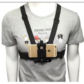 Mobile Phone Chest Strap Mount Chest Harness Holder for Action Camera and Cell Phones, Black