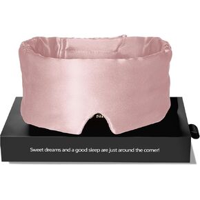 قناع نوم حريري للنساء والرجال: قناع عين من حرير التوت النقي 22 Momme مع عصابة رأس قابلة للتعديل، أقنعة نوم معتمة بالكامل لقضاء عطلة السفر، والنوم الليلي والقيلولة (أزرق) in Kuwait