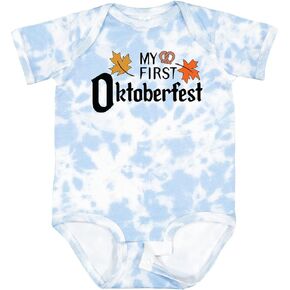 inktastic My First Oktoberfest with Fall Leaves Baby Bodysuit