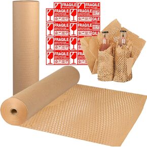 Honeycomb Packaging Paper, 15" x 135' Black Honeycomb Cushion Wrapping Paper for Protecting Fragile Items, Used for Moving Gift Packaging and Transportation Protection Honeycomb Wrap