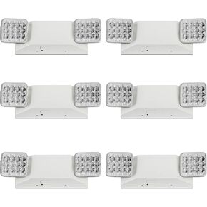 Led Emergency Lights, Commercial Emergency Light with Battery Backup, Dual Head Emergency Lights for Home Power Failure, Emergency Exit Light Fixture for Business, Hardwired White 12 Pack