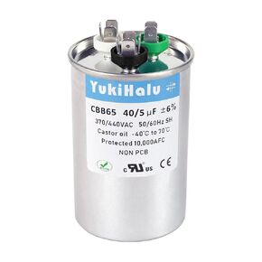 YukiHalu 50+5 uF 50/5 MFD 370 or 440 VAC CBB65 Dual Run Capacitor, AC Capacitor for Air Conditioner, Motor Run, Heat Pump, Condenser Straight Cool, HVAC Capacitor