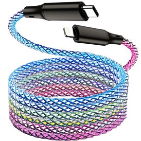 BAVNCO LED iPhone Fast Charger, 5ft RGB Colorful Gradual Light Up MFi Type C to Lightning Charger Cable USB C iPhone Charging Sync Cord for iPhone 14 13 12 11 Pro Max XR XS X 8 7 6 Plus More