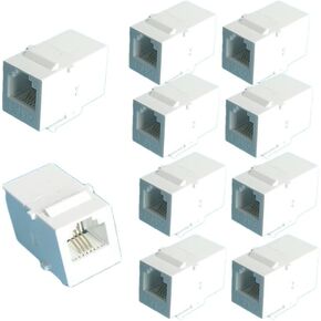 10 RJ11 CAT3 Telephone Socket adapters Model 110 IDC 6P4C Connector modules (Mother to Mother RJ11, White)