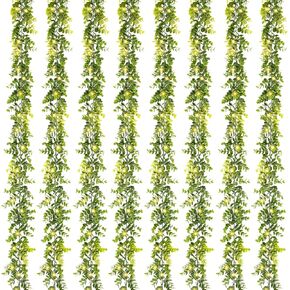 3 Pack Artificial Eucalyptus Garland, Faux Greenery Garland Decor 5.9 FT Spring Garland for Table, Fake Garland for Mantle Hanging Vines Summer Garland for Decorations