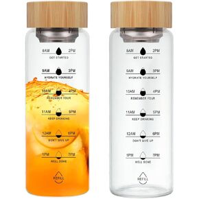 25oz Glass Water Bottle, Leak-Proof, with Stainless Steel Tea Infuser, BPA-Free, Suitable for Office, Car, Gym, and Travel, Reusable, for Hot and Cold Beverages (Circular-25oz)