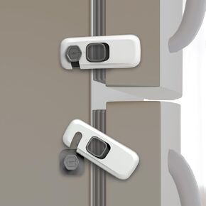 5 Pack Childproof Refrigerator Lock, French Fridge Door Latches, Baby Safety Locks for Cabinet, Cupboard, Drawers, Dishwasher, Oven, Closet, Strong Adhesive-Easy to Install, Enhanced Durability, Grey