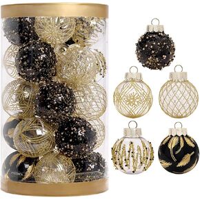 2.36"/60mm Christmas Ornaments Set, 25 PCS Shatterproof Christmas Tree Decor Set, Hanging Plastic Xmas Balls for Home, Holiday, Wedding, Xmas Hanging Decortions (Red Gold)