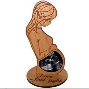 Modern Wood Sonogram Picture Frame: Art Deco Ultrasound Photo Album for Quality Gifting. Showcase your precious moments elegantly.