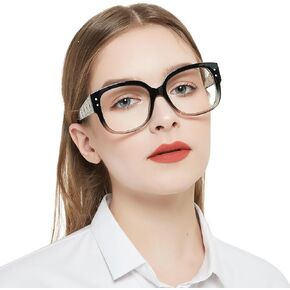 AEZUNI Oversized Square Reading Glasses Women Trendy Stylish Readers 1.0 1.5 2.0 2.5 3.0 3.5 4.0 5.0 6.0