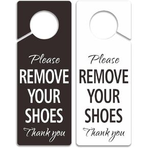 2 PACK Please Remove Your Shoes Sign, Oval Please Take Off Your Shoes, No Shoes Sign Decal Sticker Home House Door Sign