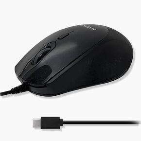 Macally USB C Mouse Wired - Comfortable and Precise - USB Type C Mouse for MacBook Pro/Air, iMac, Mac Mini/Pro, iPad - Plug and Play Apple USBC Mouse with Ambidextrous Body, Multiple DPI