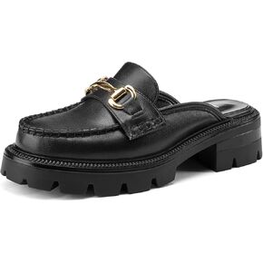 HDEUOLM إمرأة منصة كعب جولة اصبع القدم مضخات أحذية البغال Slingback الانزلاق على مشبك عارضة الأساسية الكلاسيكية شقة الشرائح النعال المتسكعون