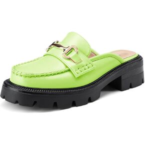 HDEUOLM Womens Platform Heel Round Toe Pumps Mules Shoes Slingback Slip-on Buckle Casual Basic Classic Flat Slides Slippers Loafers