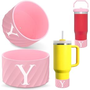 Initial Silicone Boot for Stanley Cup Quencher IceFlow - Personalized Rubber Bottom Sleeve Protector for HydroFlask, Simple Modern, Owala - Ideal for Car Travel Office - for Stanley Cup Accessories