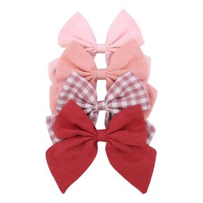 4 PCS Sailor Bow Hair Clips for Kids Girls Women Linen cotton Hair Bow Alligator Clips Baby Toddler Girl Mom Hair Accessories (Beige/Gold)