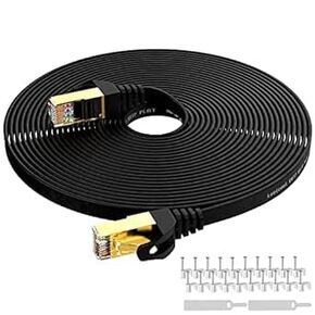 Cat8 Ethernet Cable100ft,Heavy Duty High Speed 26AWG, 2000Mhz with Gold Plated RJ45 Connector, Weatherproof S/FTP UV Resistant for Router, Modem, PC, Gaming, PS5, Xbox-Black