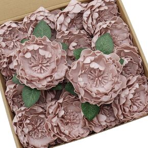 Artificial Flowers 16PCS 4" Navy Blue Blooming Peonies Fake Roses with Stem for DIY Wedding Bouquets Centerpieces Baby Shower Party Home Decorations