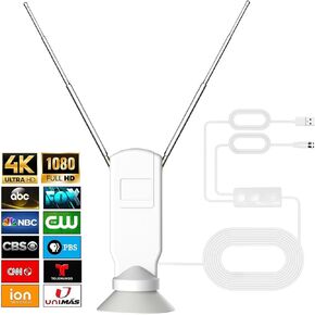 TV Antenna for Smart TV, 360° Reception Digital HD Antenna Without Cable Indoor Outdoor, Support 4K/8K/1080p for Free Local Channels, with Super Signal Booster, 1 PCS. (Black, 3.34IN)