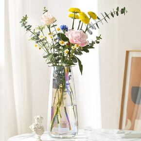 Glass Vase-Clear Elegent Blown Flower Vase,Modern Decorative for Home Office Wedding Holiday Party