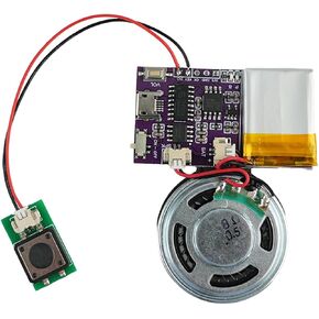 Sound Module,16 MB Push Button Control Activated Vioce Chips, MP3 Music Sound Module for Crafts, Christmas,New Year Greeting Presents Cards Box with Speaker Lithium Battery Powered,USB Cable.