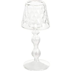 Uonlytech Pillar Candlesticks Crystal Candle Holder Stand Household Tea Light Votive Candle Glass Tray Wedding Table Centerpiece Candelabra Ornament for Home Shop Yellow Glass Pillar Candle Holders