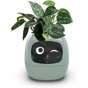 Smart Flowerpots,Smart Pet Planter,Ai Planter,Intelligent Flowerpots,Multiple Expressions,7 Smart Sensors, and Ai Chips Make Raising Plants Easy and Fun for Living Room,Plant-Free(Green)