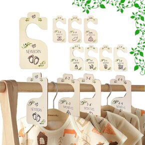 Wooden Baby Closet Dividers 8 Pcs, Space Rocket Pattern for Boys, Double Sided Organizer for Newborn to 24 Months Clothes Organizer & Storage Nursery Decor Hangers Dividers, Baby Born New Mother Gifts