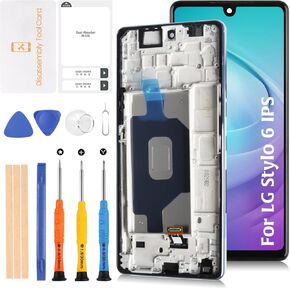 for LG Stylo 6 Q730 6.8" LCD with Blue Frame Screen Replacement LMQ730TM LCD Display Touch Digitizer Screen Assembly with Repair Tools