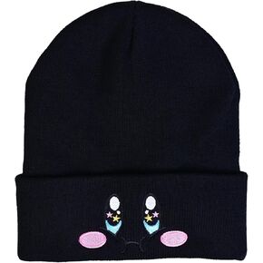 Kid-by Satin Lined Knit Beanie Cute Anime Hat with Embroidered Face, Acrylic with Silk Lining for Women & Men