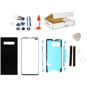 Screen Repair Kit Compatible with Samsung Galaxy S10+ Plus Model G975 Black Front Outer Glass Lens and Prism Black Back Glass Cover Replacement