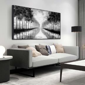 Black and White Flower Canvas Wall Art With Black Wood Frames Large Modern Canvas Prints Framed Wall Art for Living Room Bedroom Home Office Size 20x40