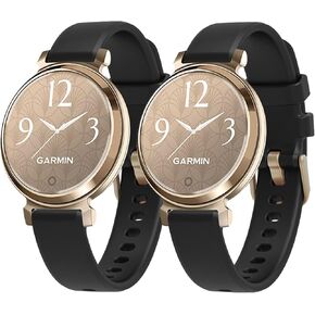 2 Pack Compatible with Garmin Lily 2 Watch Band Only, Classic Soft Silicone Sport Replacement Wristbands for Women