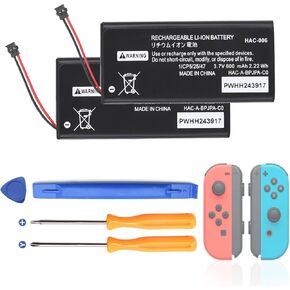 2Pack HAC-006 Battery Replacement for Switch: Compatible with Nintendo Switch HAC-015 HAC-016 Left & Right Joy-Con Controller Lithium Ion 3.7V 600mAh with Tool Kits