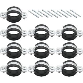 VIKKSAER 10Pcs Adjustable Pipe Bracket Clamp, Pipe Clamp Split Ring Hanger, Heavy Duty Pipe Bracket Clamp Wall Ceiling Mount Pipe Support with M8 Nuts (1inch / 25mm)