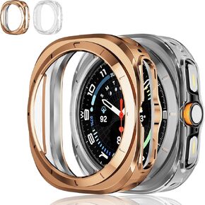 [2 Pack] Ultra Cases 47mm Compatible with Samsung Galaxy Watch Ultra 47mm Case, Soft TPU Watch Cover Protective Bumper Shell, Galaxy Watch Ultra 47mm Bands Accessories (Clear+Purple, Ultra 47mm)
