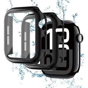2 Pack Case with Tempered Glass Screen Protector for Apple Watch Series 10 Screen Protector 46mm(2024),Slim Guard Bumper Full Coverage Hard PC Protective HD Ultra-Thin Cover for iWatch 10 case 46mm