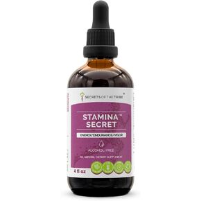 Secrets of the Tribe - Stamina Secret, Energy/Endurance/Vigor, Herbal Supplement Blend Drops Alcohol-Free Liquid Extract (2 fl oz)