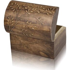 Great Birthday Gift Ideas Handmade Decorative Wooden Jewelry Box Treasure Box Jewelry Organizer Keepsake Box Treasure Chest Trinket Holder Lock Box Watch Box 9 x 6 Inch Housewarming Gifts Her (Blue)